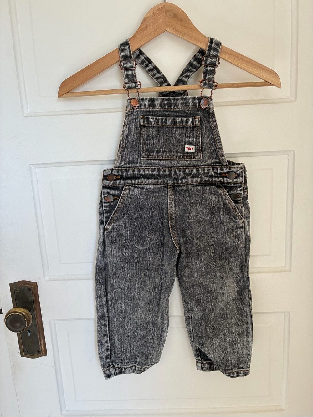 Washed Black Denim Tiny Cottons Overalls